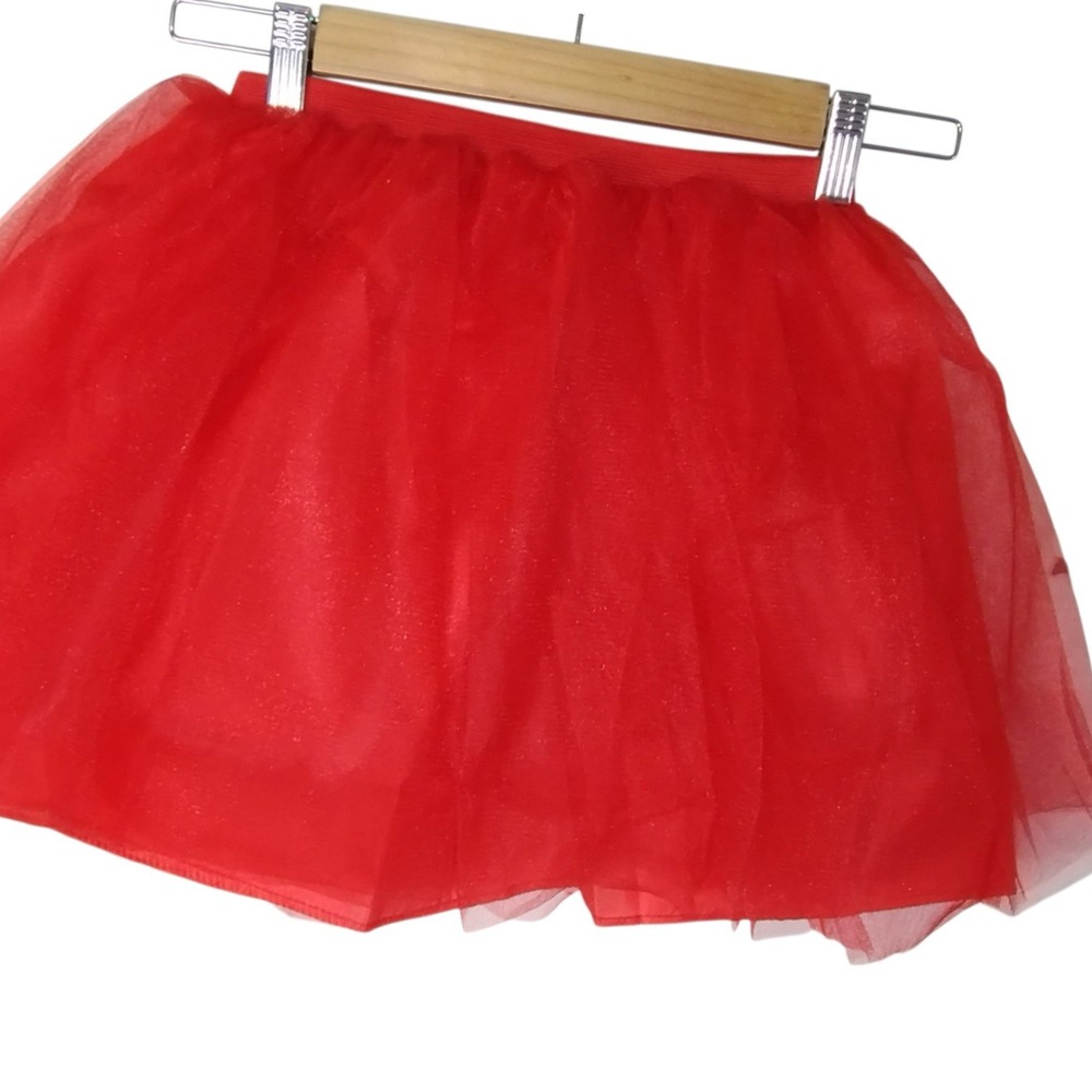 Red Tulle Tutu Skirt Elastic Waist Mini Lined Costume Party Womens S/M Halloween